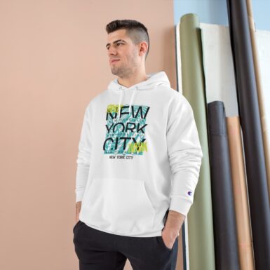 White Champion Sweatshirt with NYC Graphics