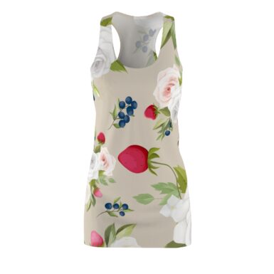 Strawberry Fruit and Roses flower Racerback Dress