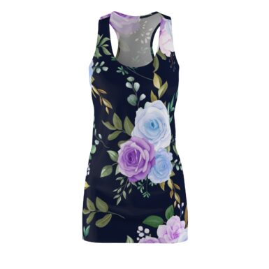 Purple and White Rose Racerback Dress