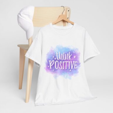 Think Positive White Cotton Tshirt