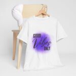 White Good Vibes Only Print Crew Neck Cotton T-shirt